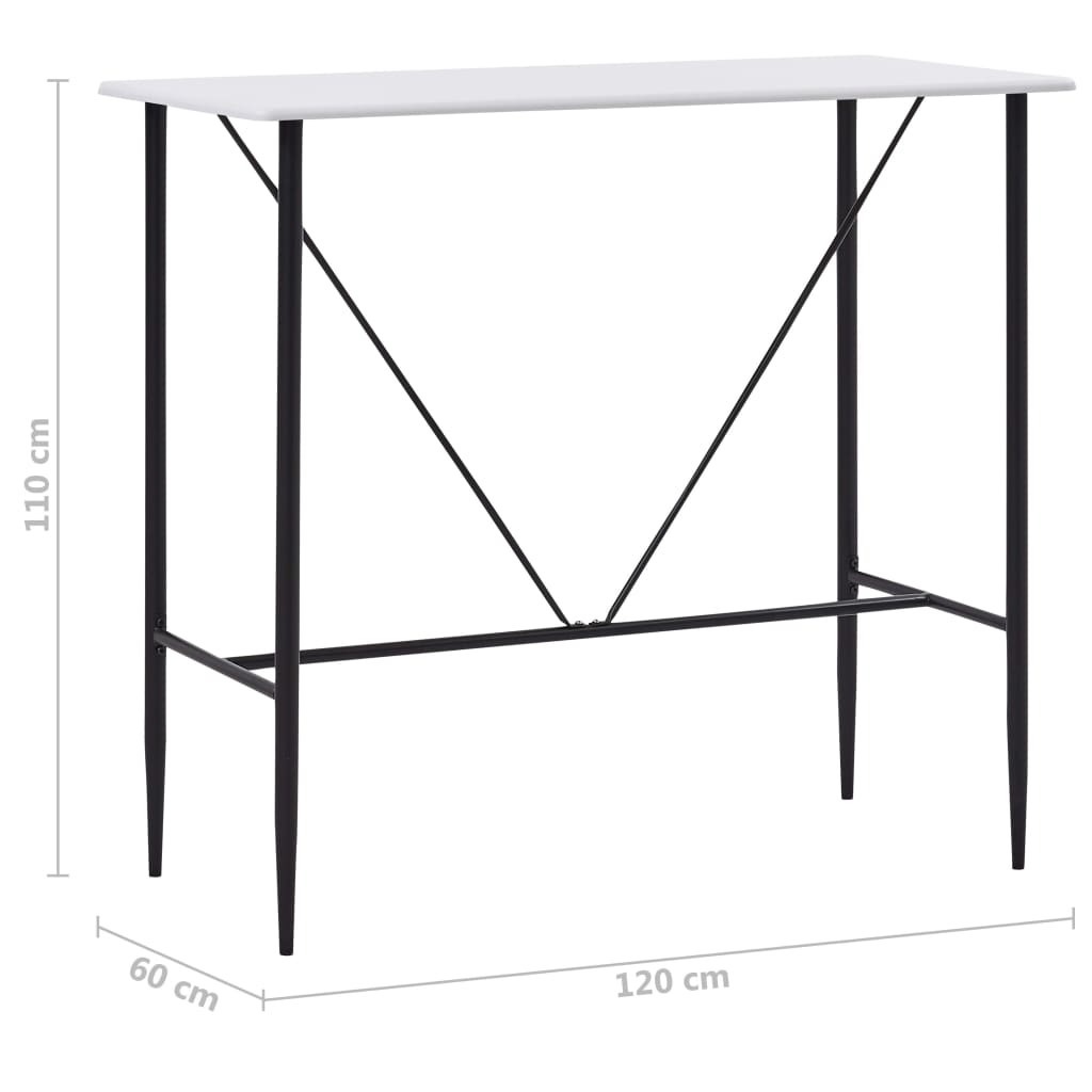 vidaXL Mesa de bar 120x60x110 cm MDF branco