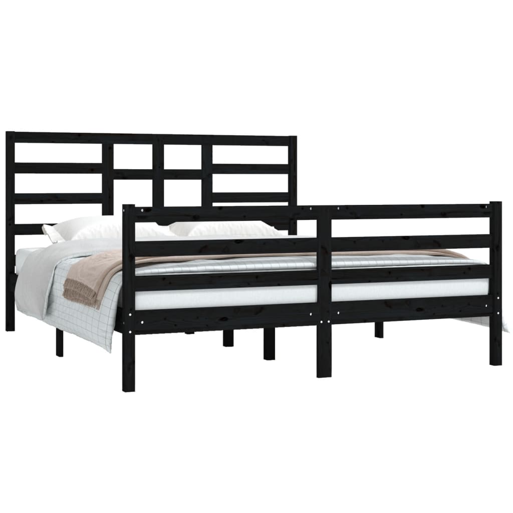 vidaXL Estrutura de cama 160x200 cm pinho maciço preto