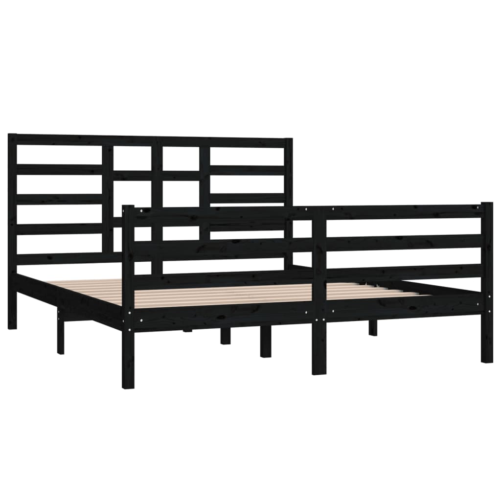 vidaXL Estrutura de cama 160x200 cm pinho maciço preto