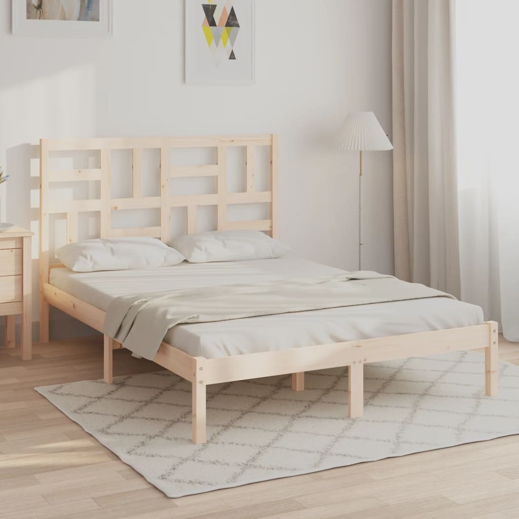 vidaXL Estrutura de cama dupla 135x190 cm madeira maciça