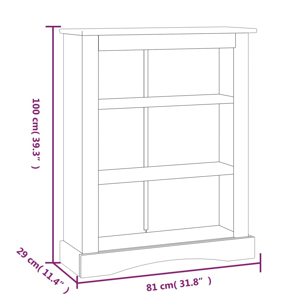 vidaXL Estante 3 prateleiras pinho mexicano Corona 81x29x100 cm branco