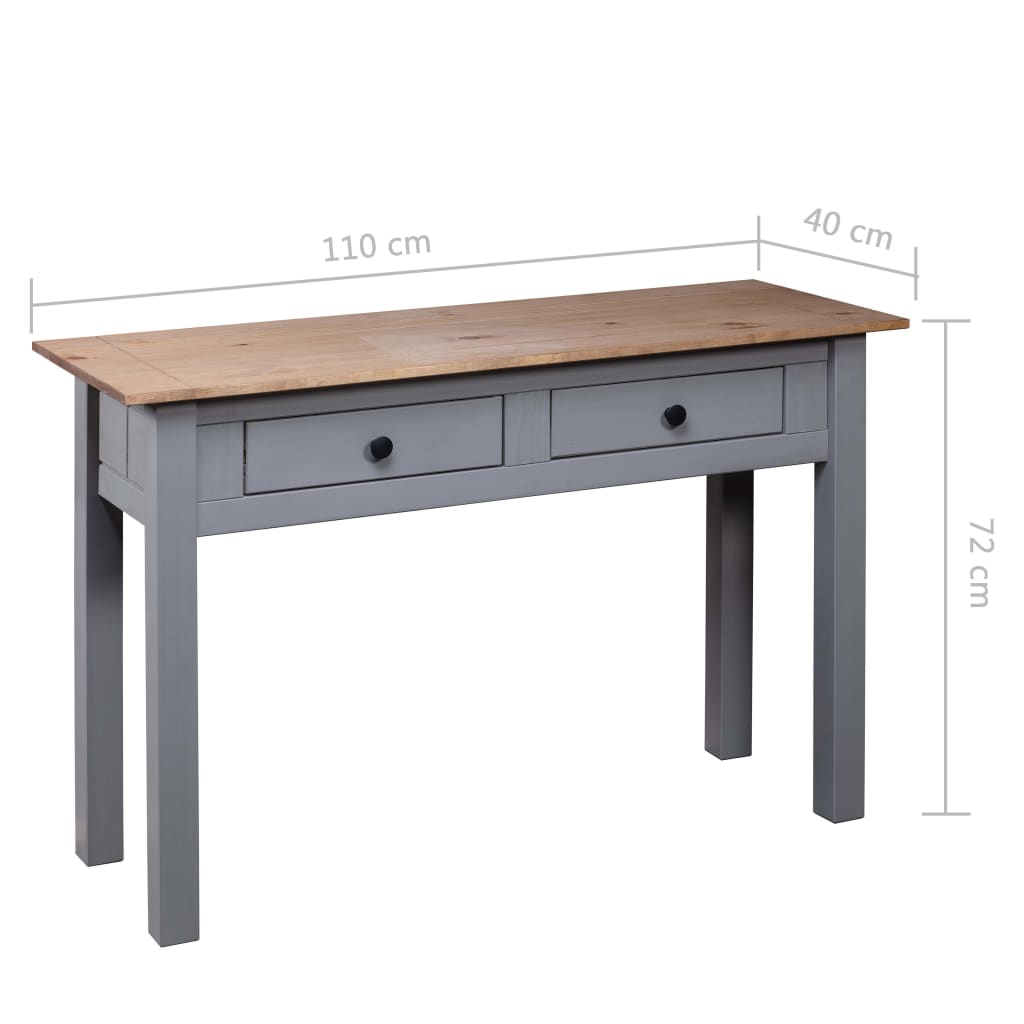 vidaXL Mesa consola 110x40x72 cm pinho maciço Panama cinzento