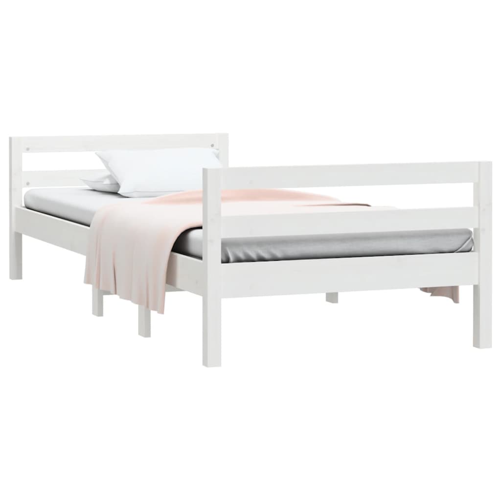 vidaXL Estrutura de cama 90x200 cm madeira de pinho maciça branco