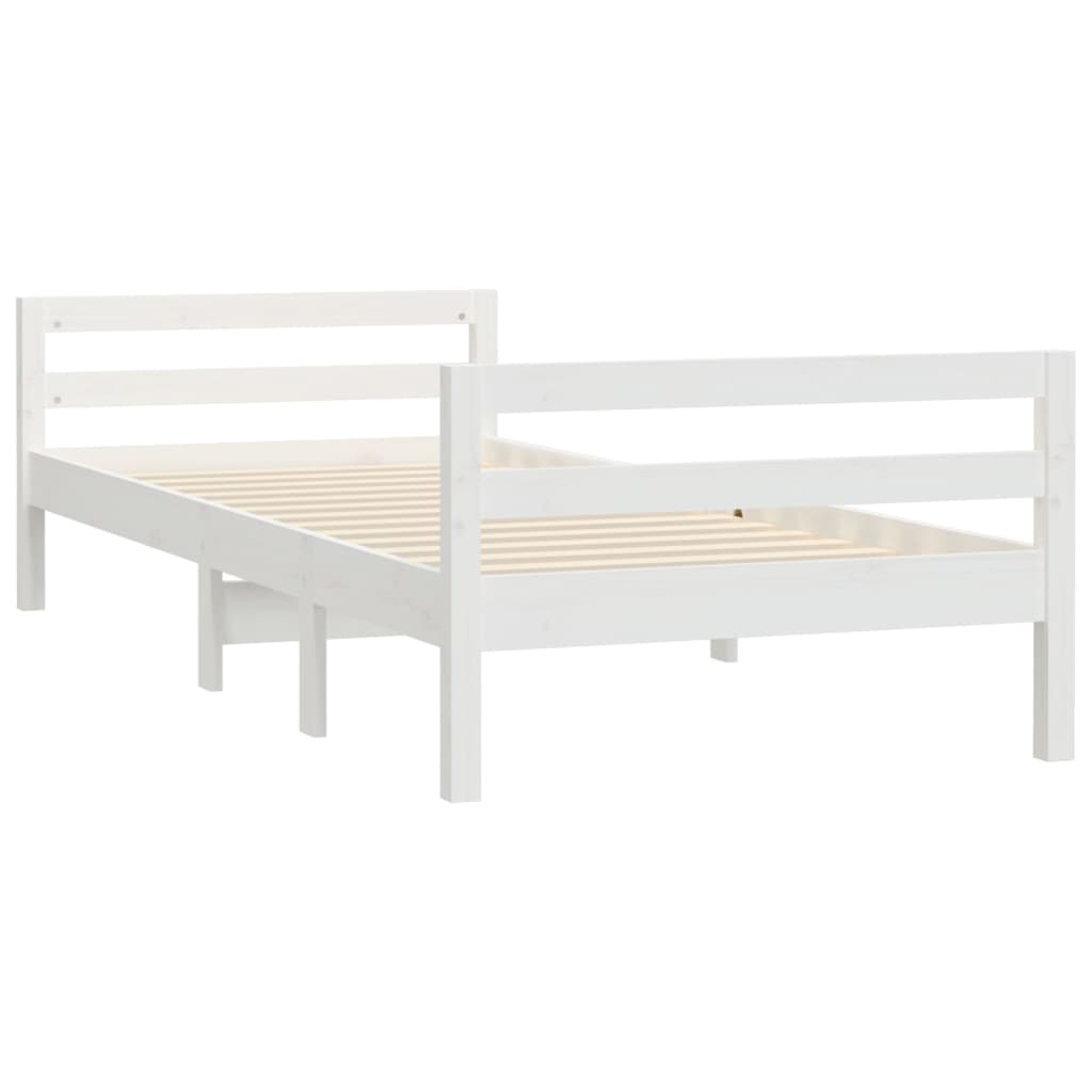 vidaXL Estrutura de cama 90x200 cm madeira de pinho maciça branco