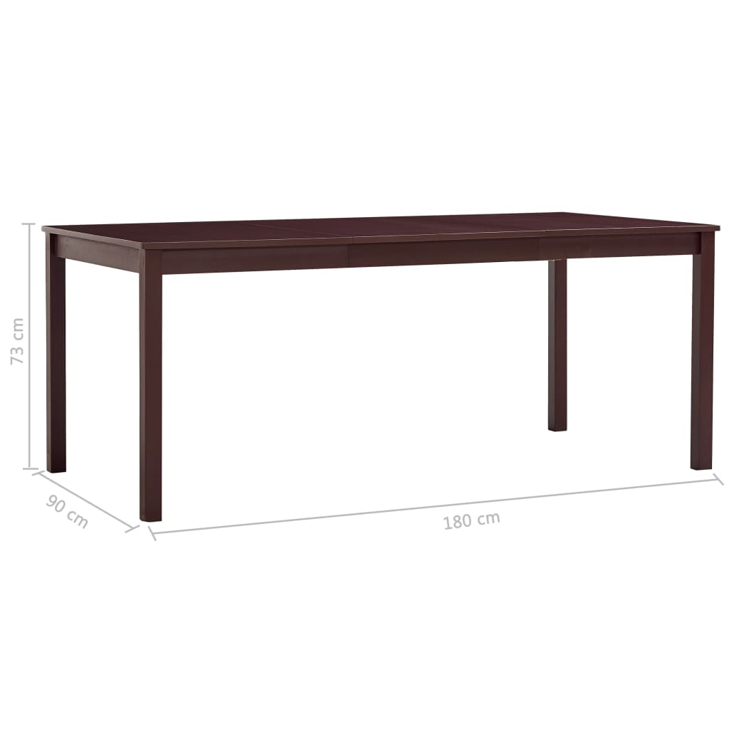 vidaXL Mesa de jantar 180x90x73 cm madeira de pinho castanho-escuro