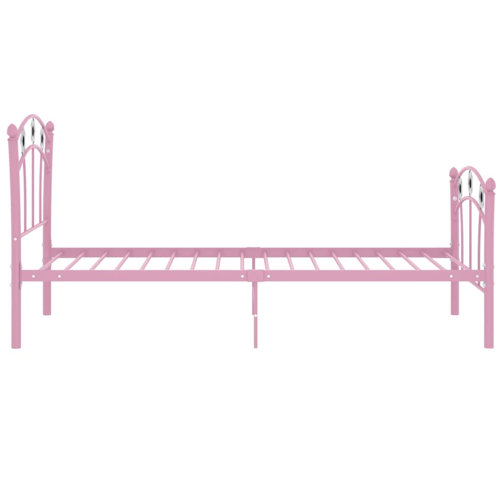 vidaXL Estrutura de cama com design de futebol 90x200 cm metal rosa