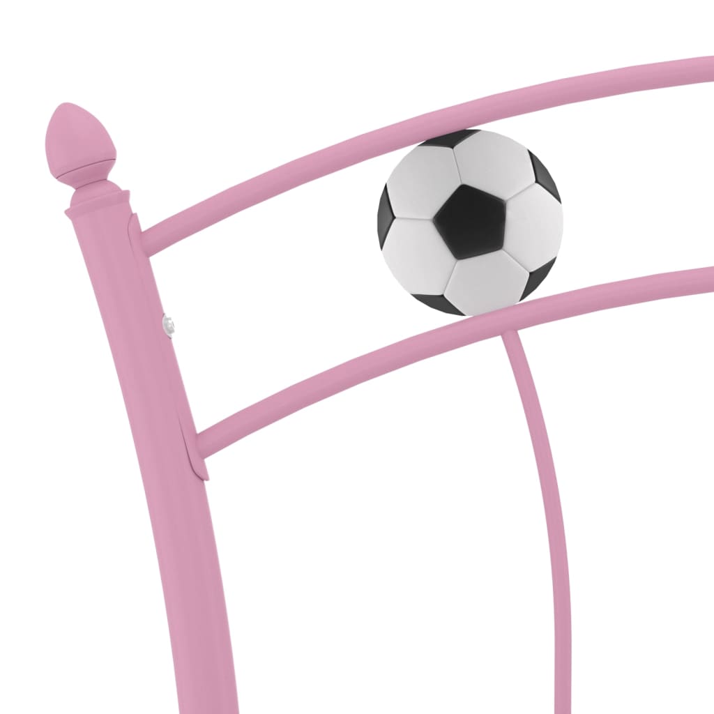 vidaXL Estrutura de cama com design de futebol 90x200 cm metal rosa