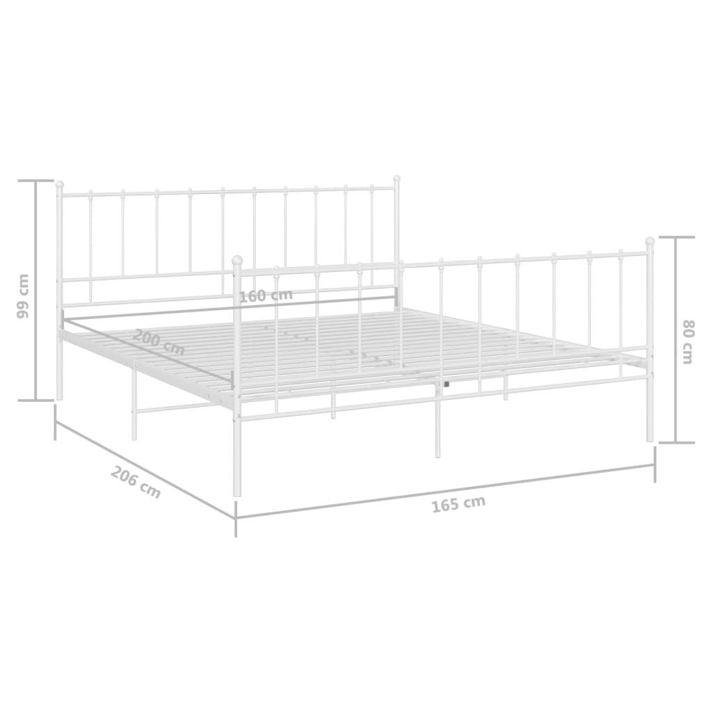 vidaXL Estrutura de cama metal 160x200 cm branco