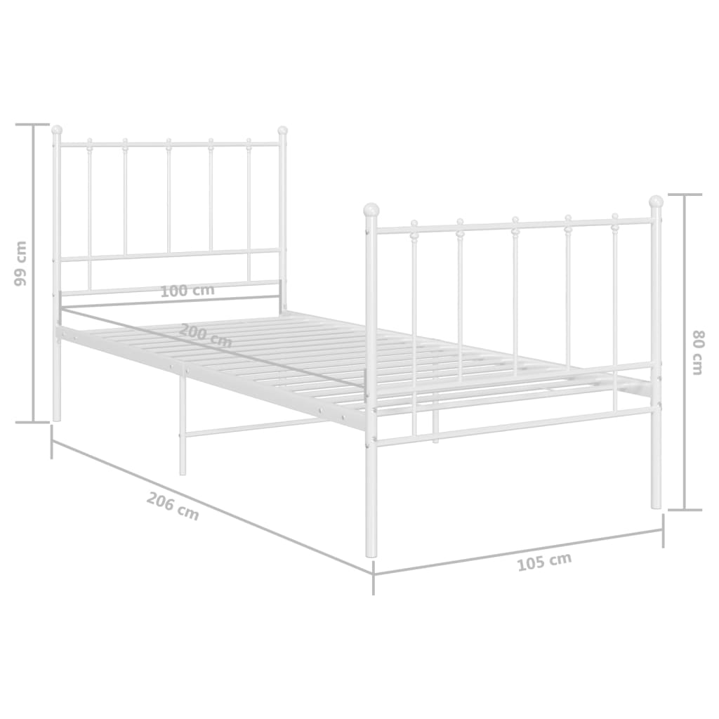 vidaXL Estrutura de cama 100x200 cm metal branco