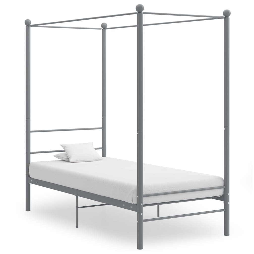 vidaXL Estrutura de cama com dossel 90x200 cm metal cinzento