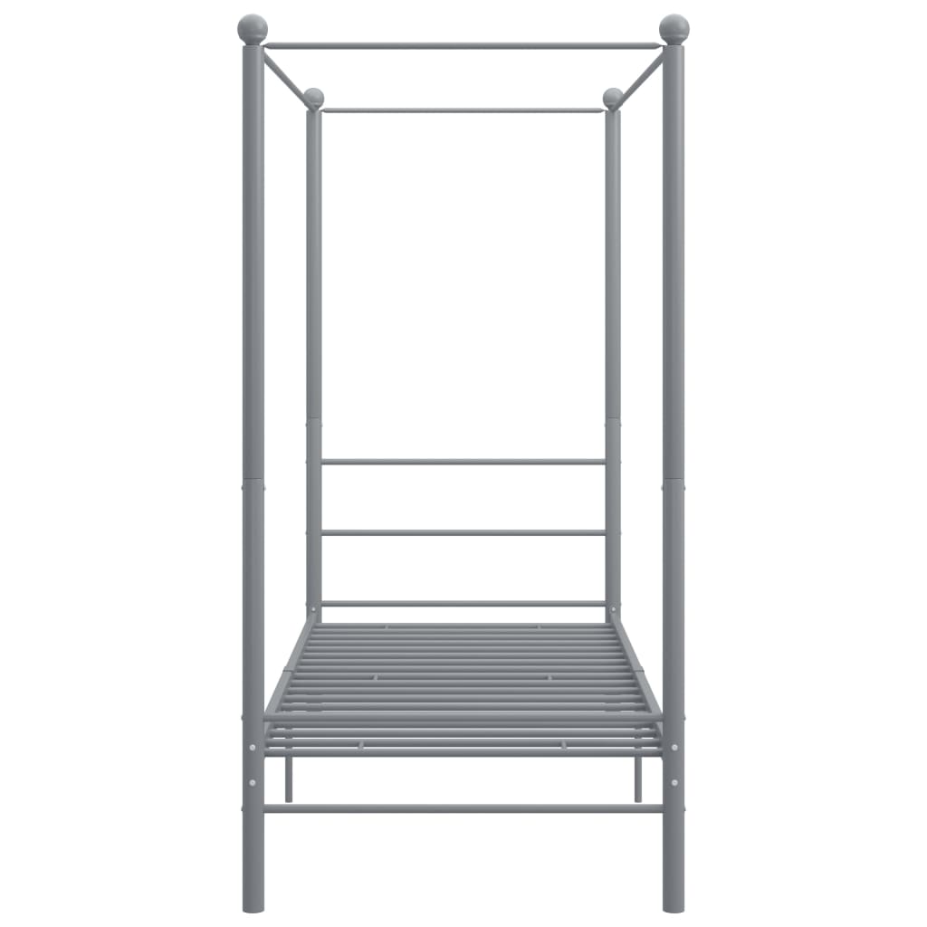 vidaXL Estrutura de cama com dossel 90x200 cm metal cinzento