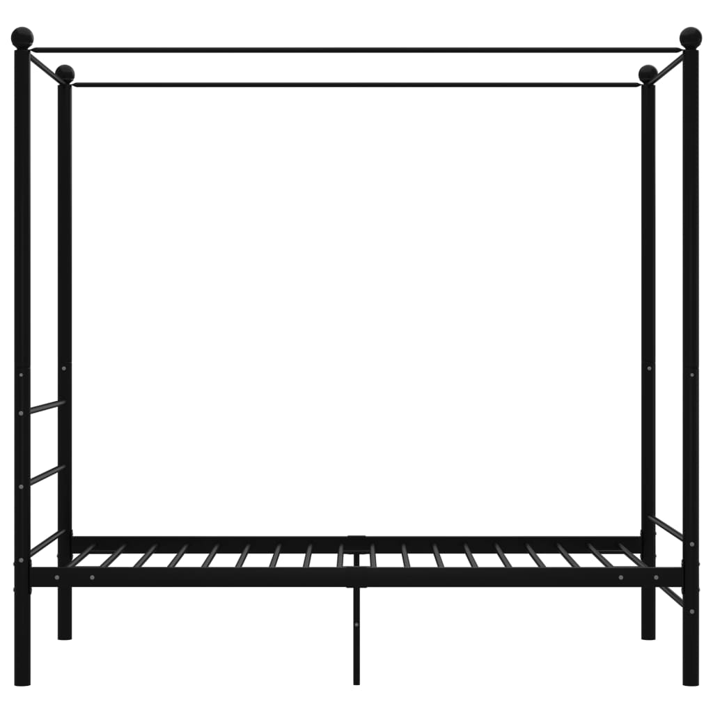 vidaXL Estrutura de cama com dossel metal preto 90x200 cm