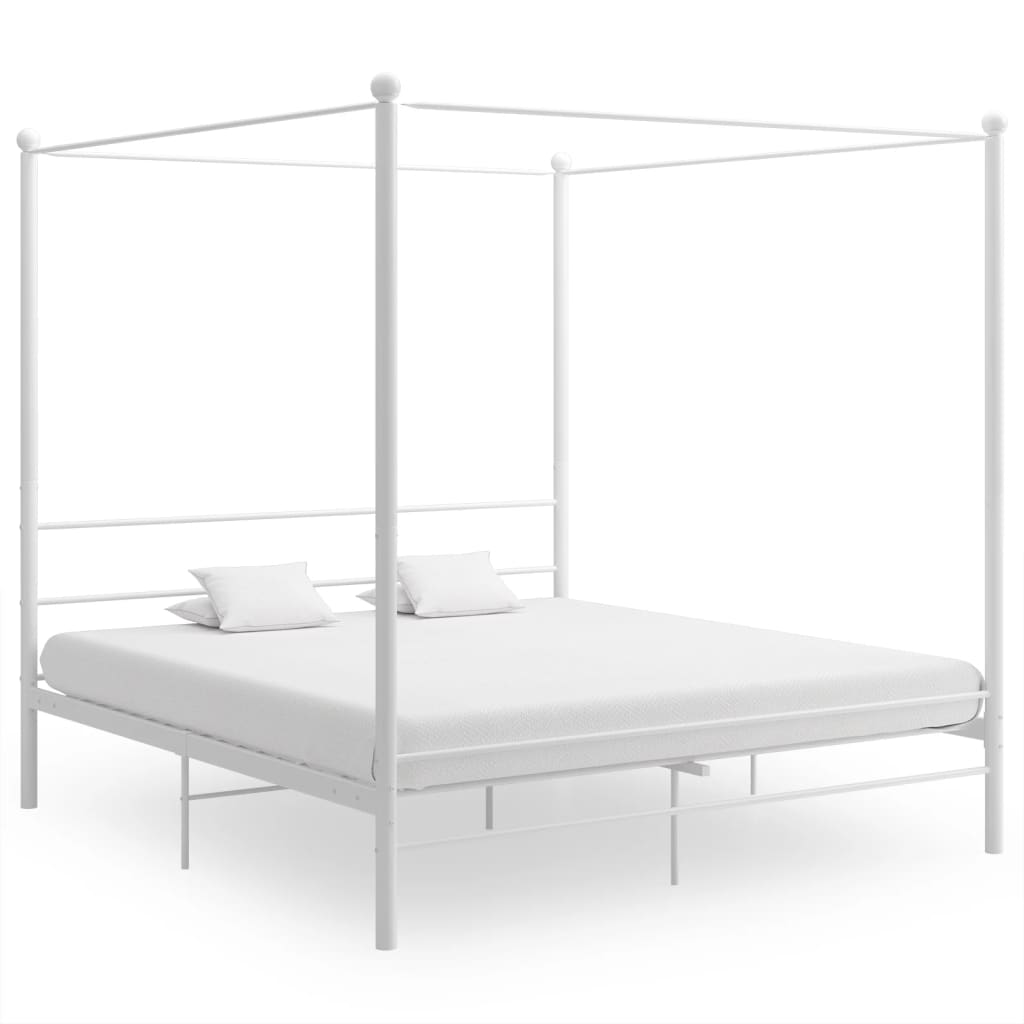 vidaXL Estrutura de cama com dossel 200x200 cm metal branco