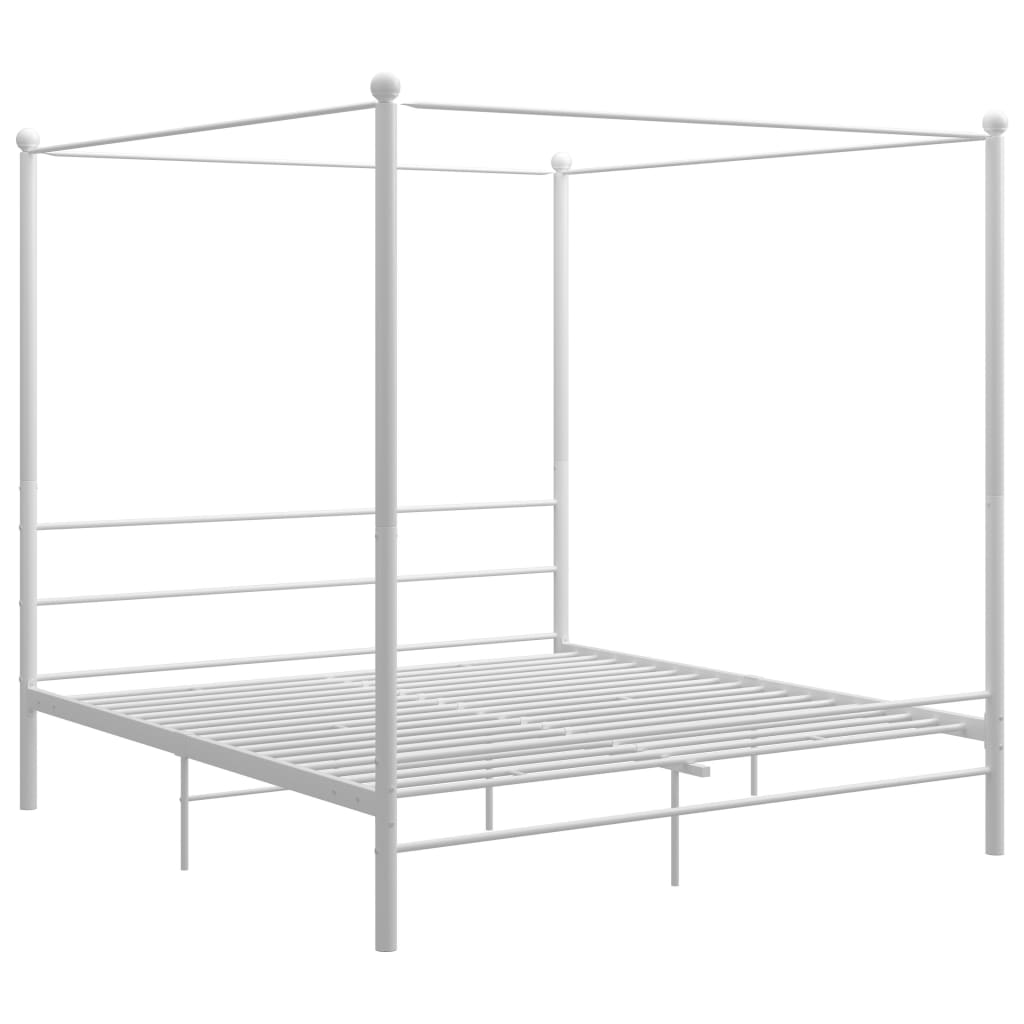 vidaXL Estrutura de cama com dossel 200x200 cm metal branco