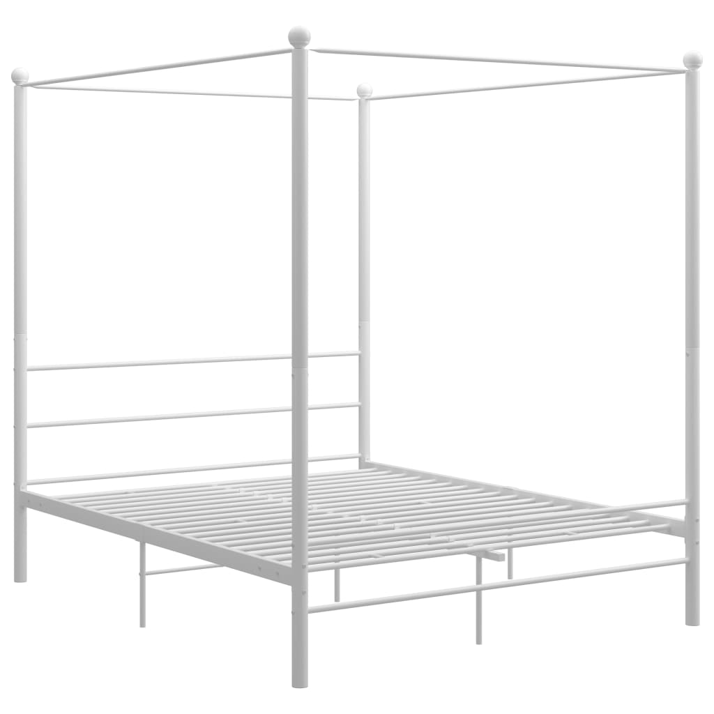 vidaXL Estrutura de cama dossel 160x200 cm metal branco