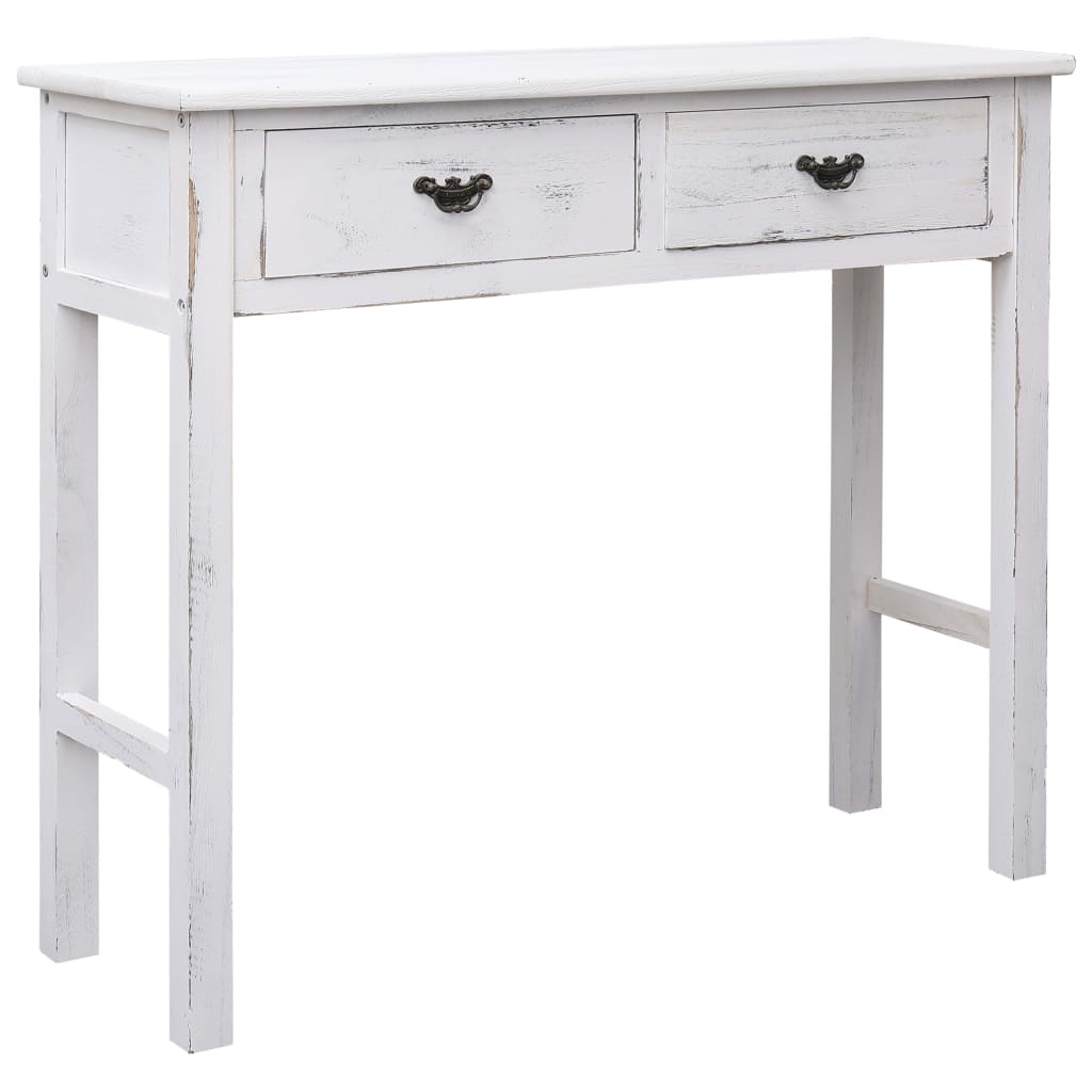 vidaXL Mesa consola 90x30x77 cm madeira branco antigo