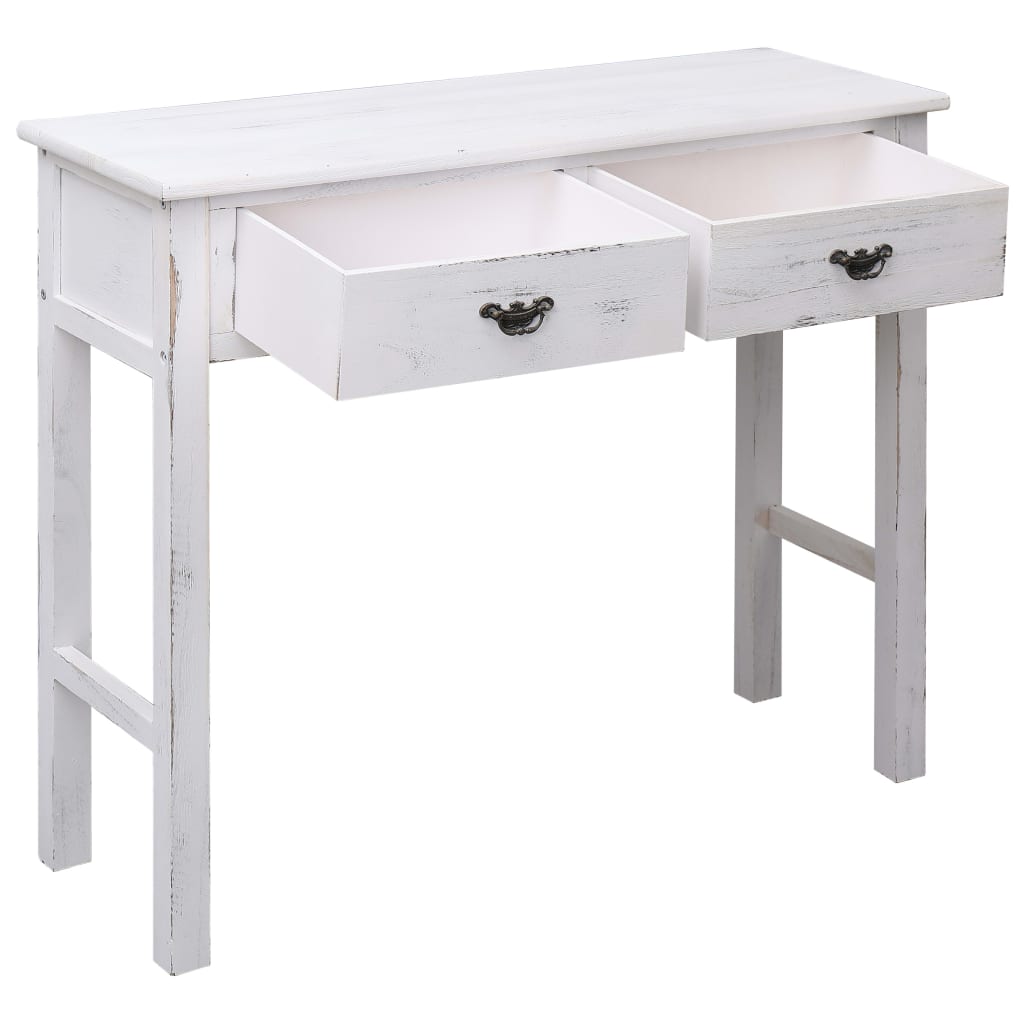 vidaXL Mesa consola 90x30x77 cm madeira branco antigo