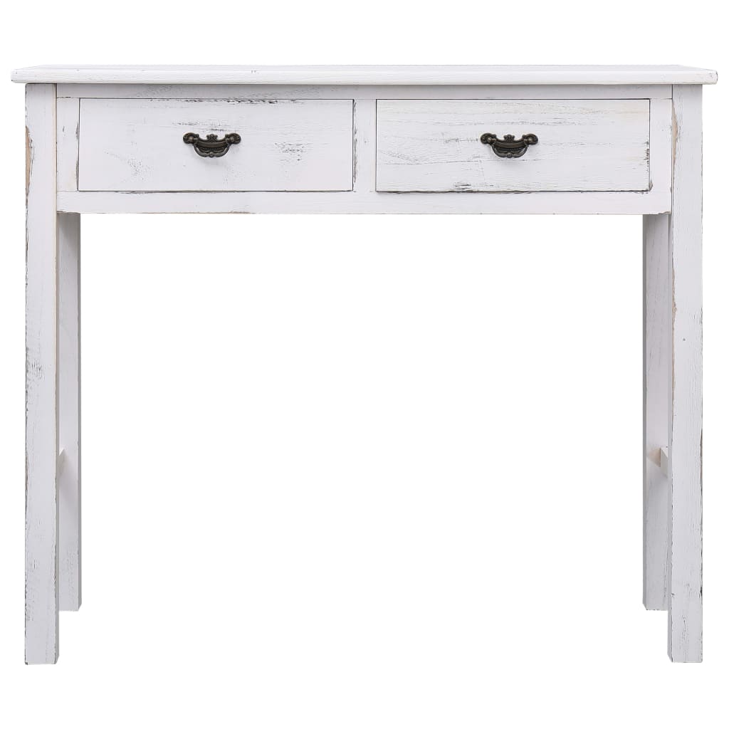 vidaXL Mesa consola 90x30x77 cm madeira branco antigo