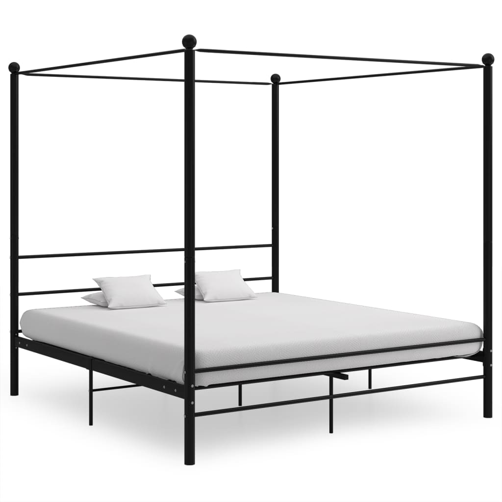 vidaXL Estrutura de cama dossel 180x200 cm metal preto