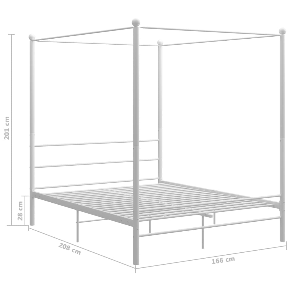 vidaXL Estrutura de cama dossel 160x200 cm metal branco