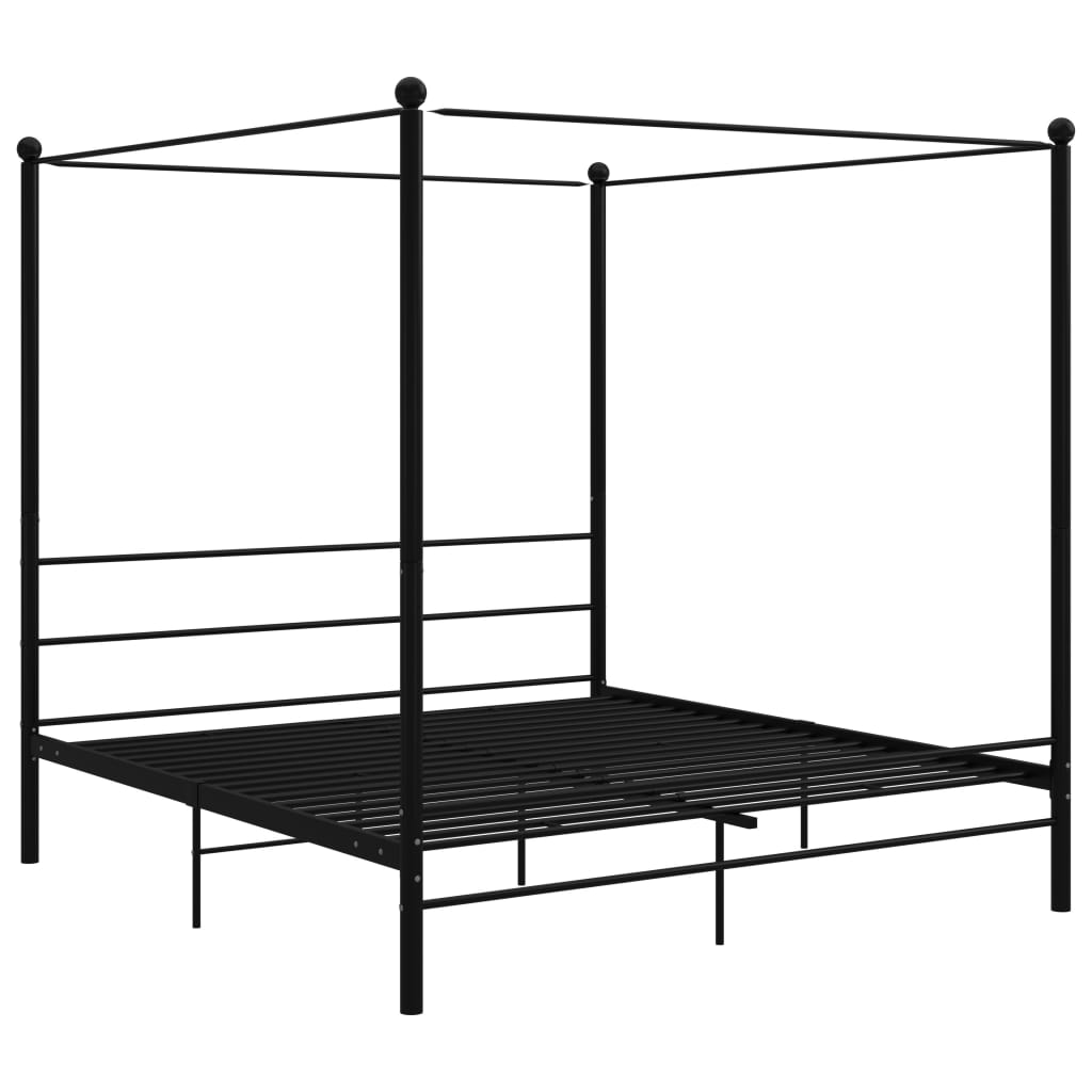 vidaXL Estrutura de cama dossel 180x200 cm metal preto