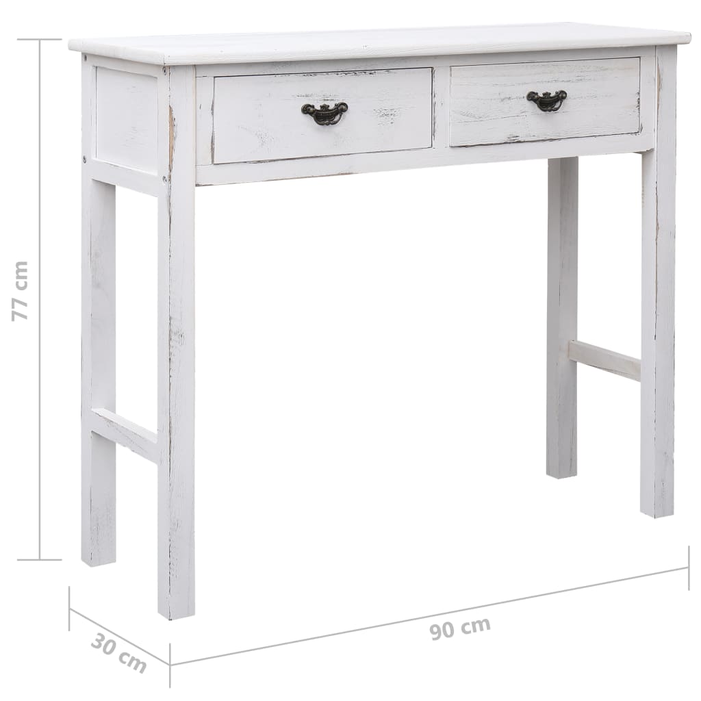 vidaXL Mesa consola 90x30x77 cm madeira branco antigo