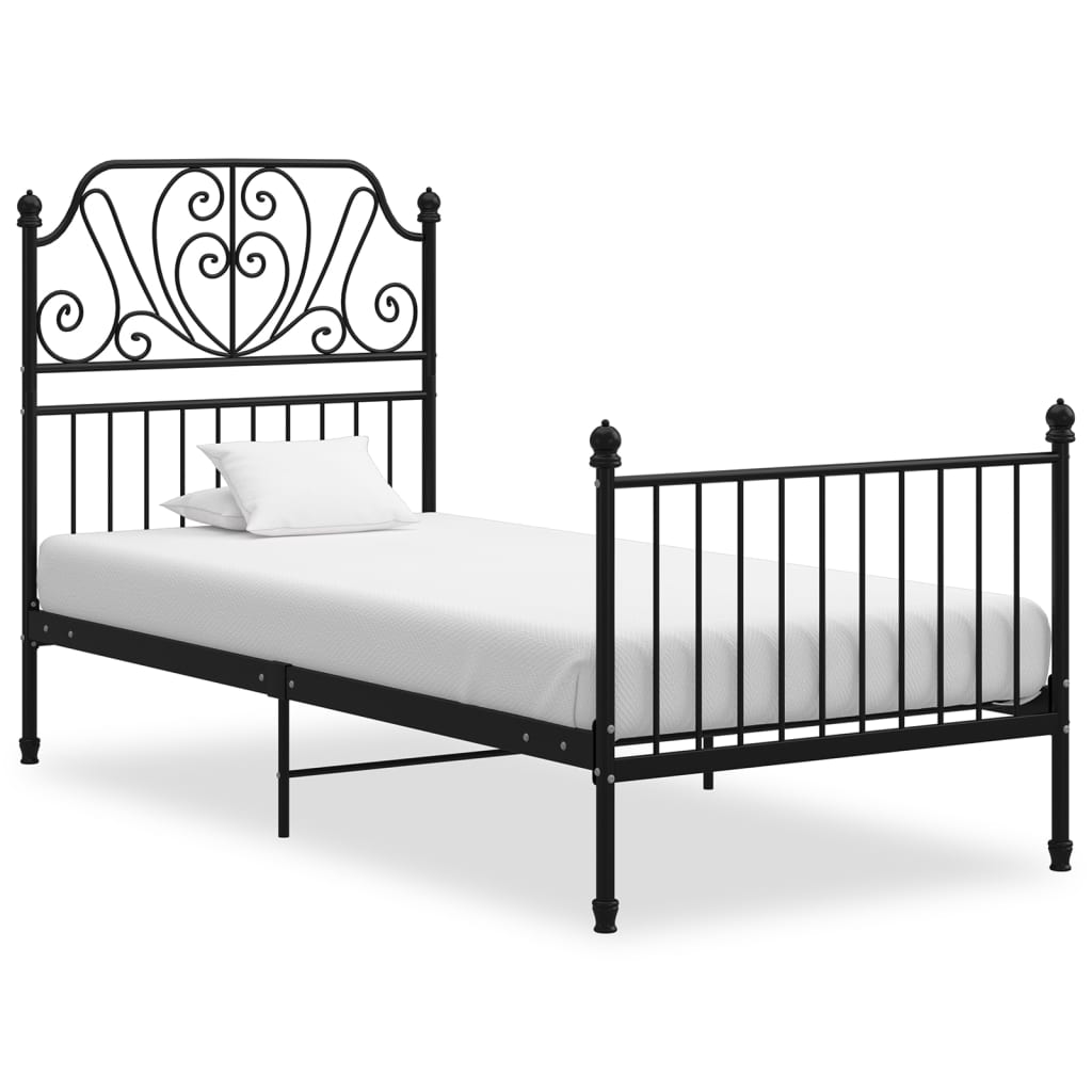 vidaXL Estrutura de cama 90x200 cm metal preto