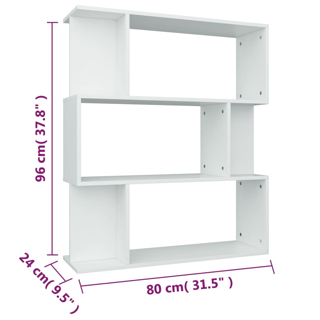 vidaXL Estante/divisória 80x24x96 cm derivados de madeira branco