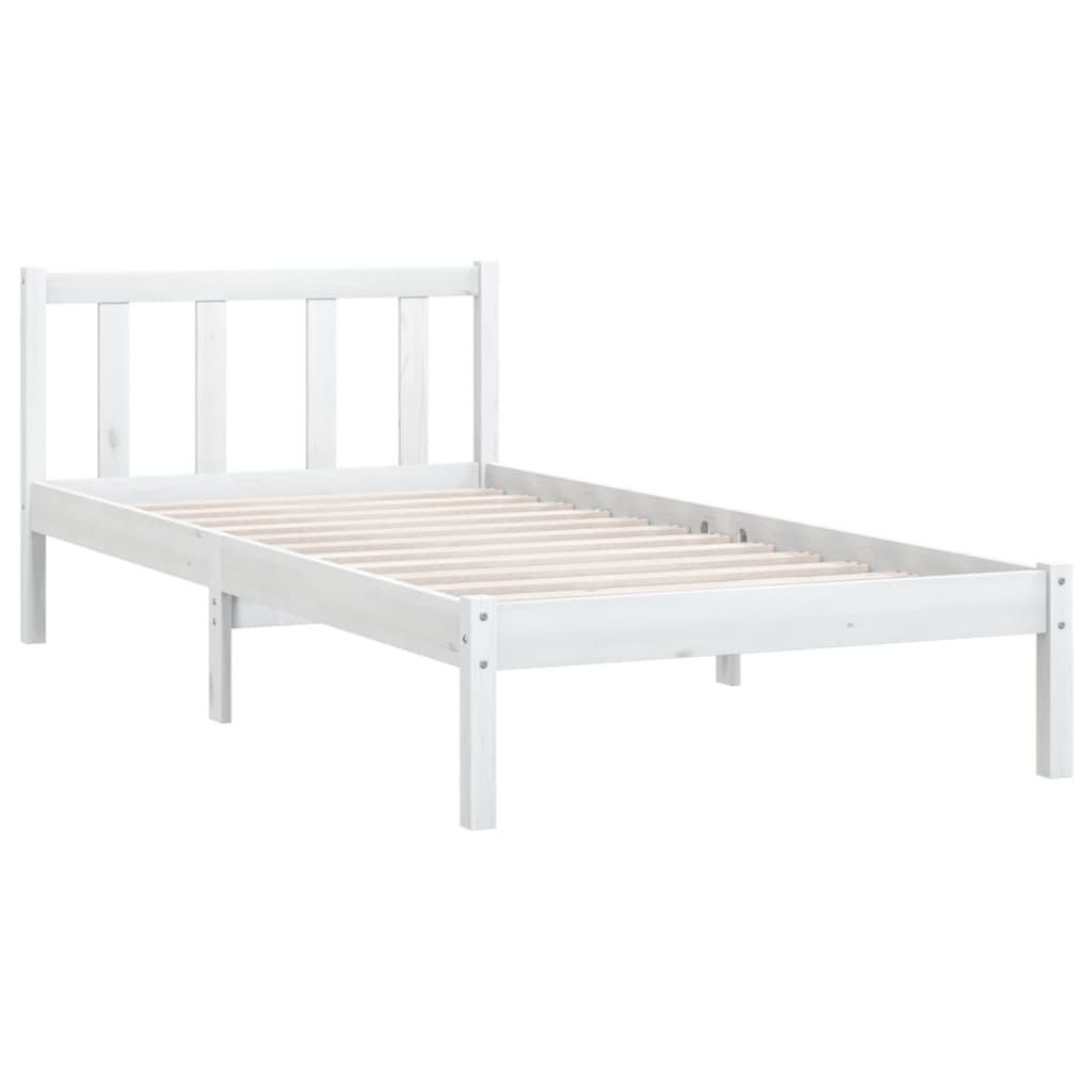 vidaXL Estrutura de cama pequena solteiro 75x190cm pinho maciço branco