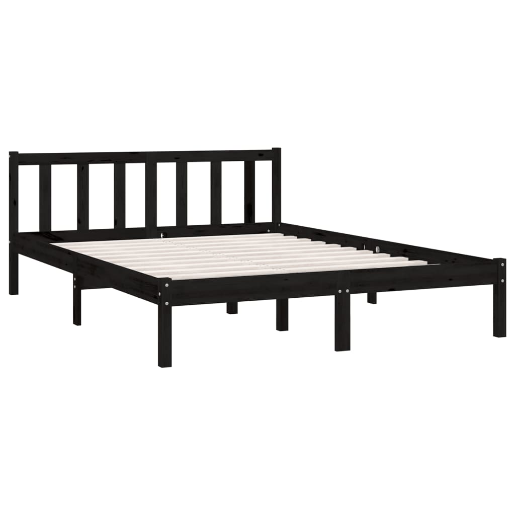 vidaXL Estrutura de cama 120x200 cm pinho maciço preto