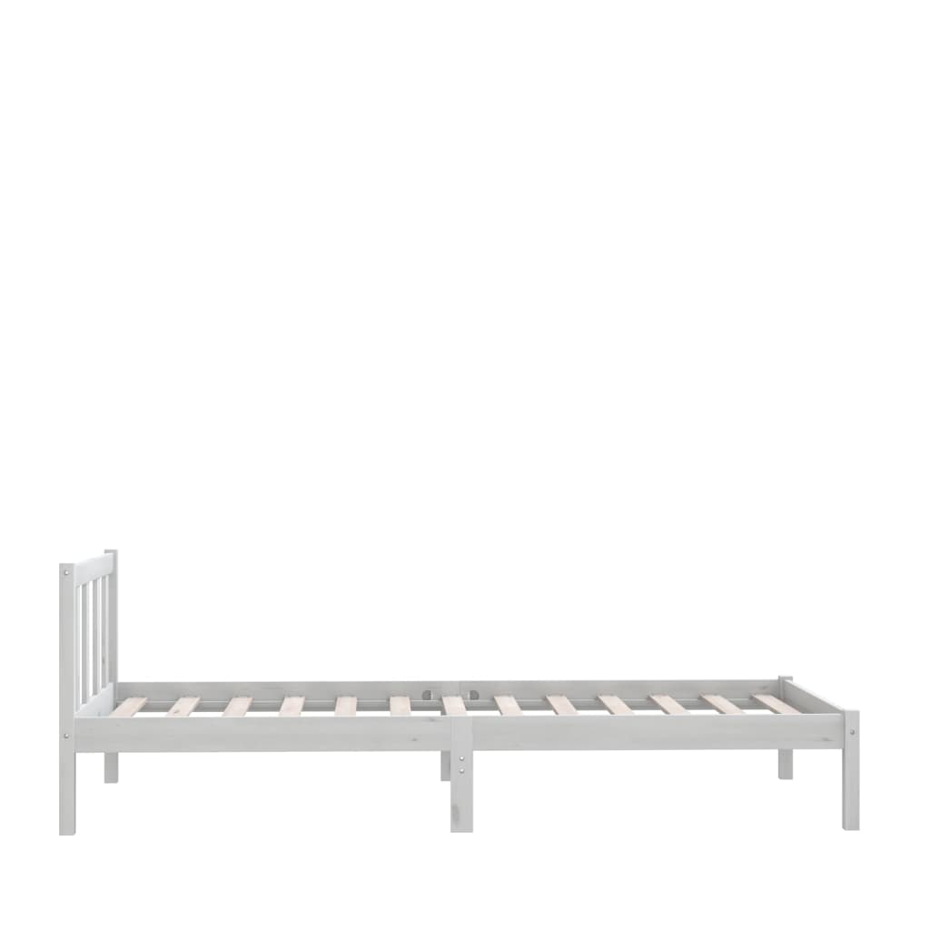 vidaXL Estrutura de cama pequena solteiro 75x190cm pinho maciço branco