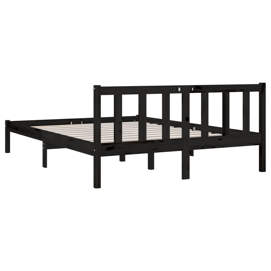 vidaXL Estrutura de cama 120x200 cm pinho maciço preto