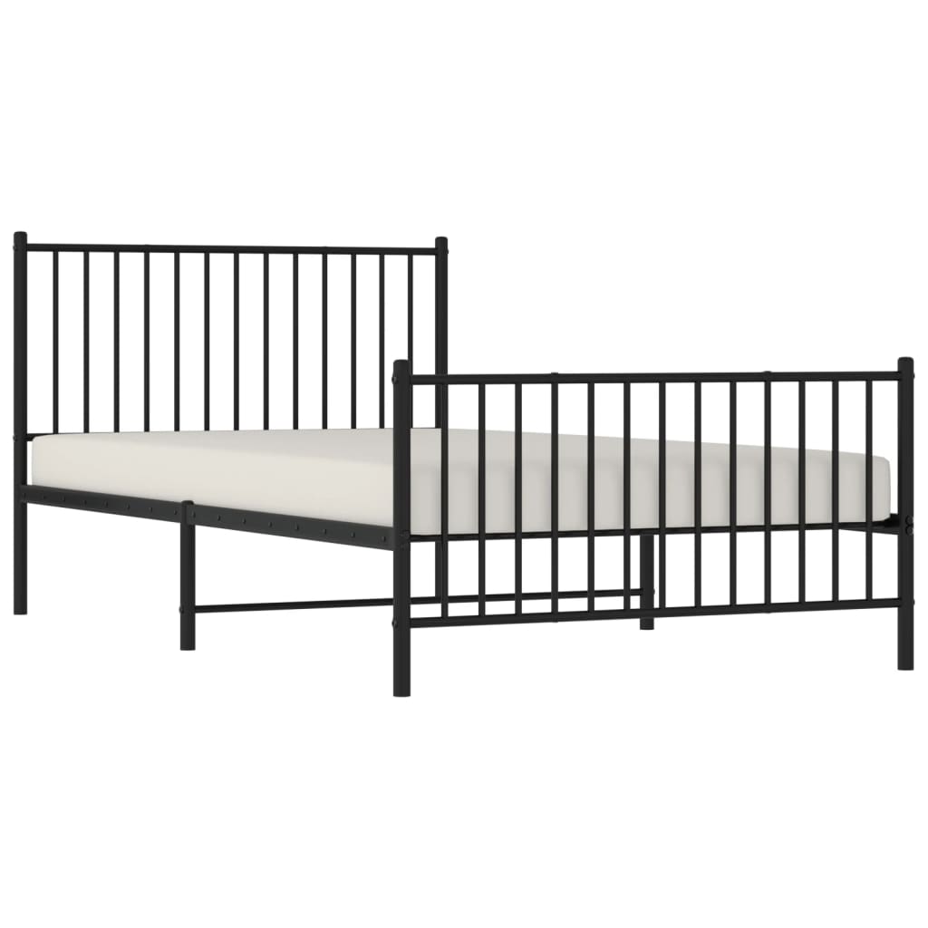 vidaXL Estrutura de cama com cabeceira e pés 107x203 cm metal preto