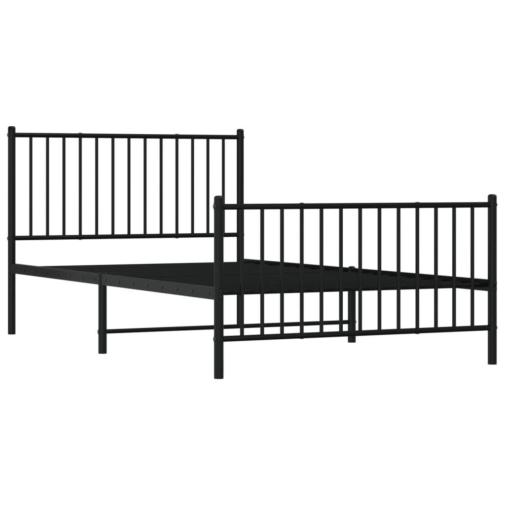 vidaXL Estrutura de cama com cabeceira e pés 107x203 cm metal preto