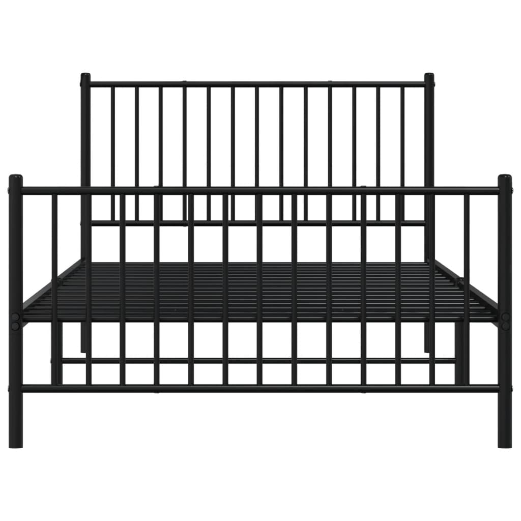 vidaXL Estrutura de cama com cabeceira e pés 107x203 cm metal preto