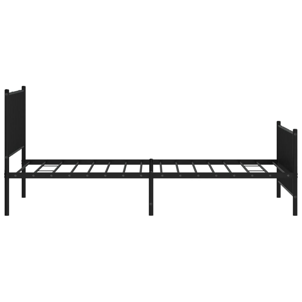 vidaXL Estrutura de cama com cabeceira e pés 107x203 cm metal preto