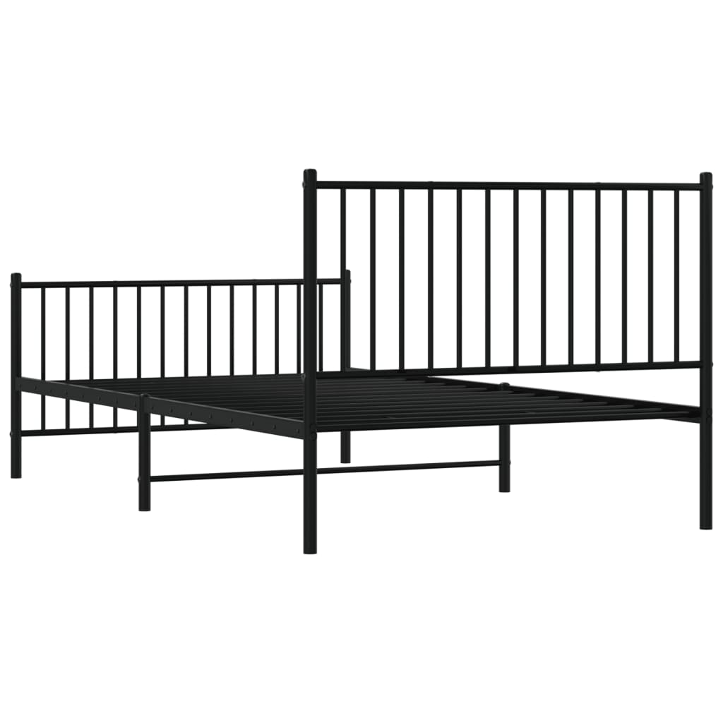 vidaXL Estrutura de cama com cabeceira e pés 107x203 cm metal preto