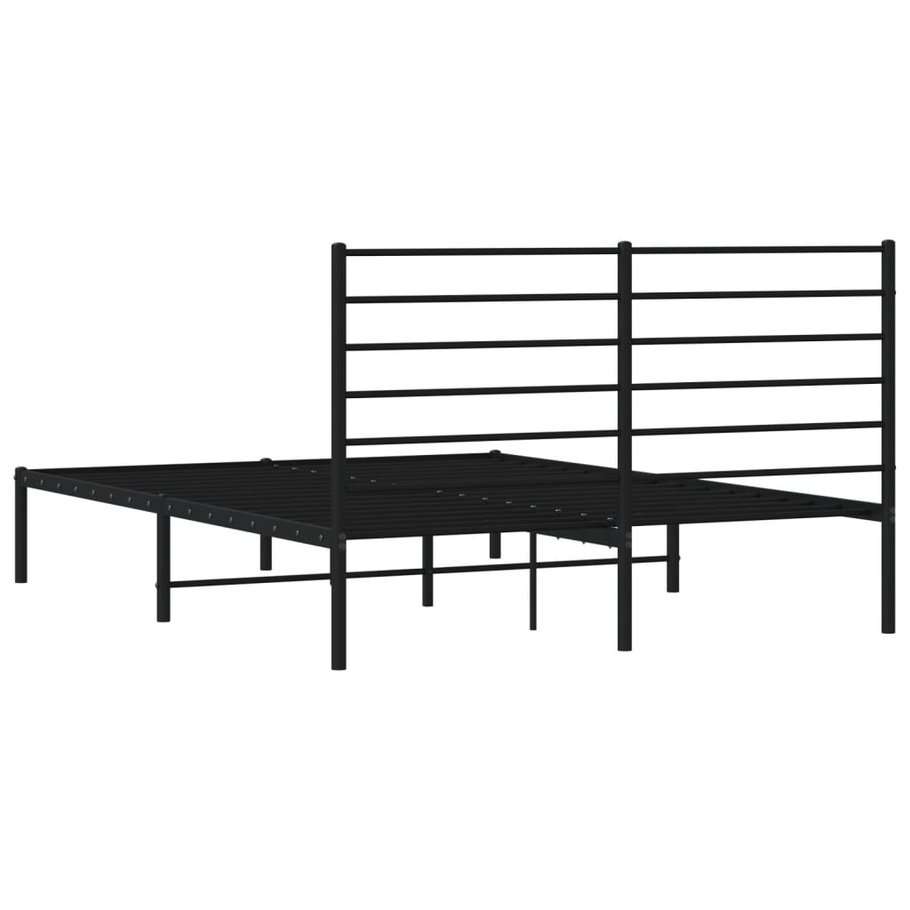 vidaXL Estrutura de cama com cabeceira 135x190 cm metal preto