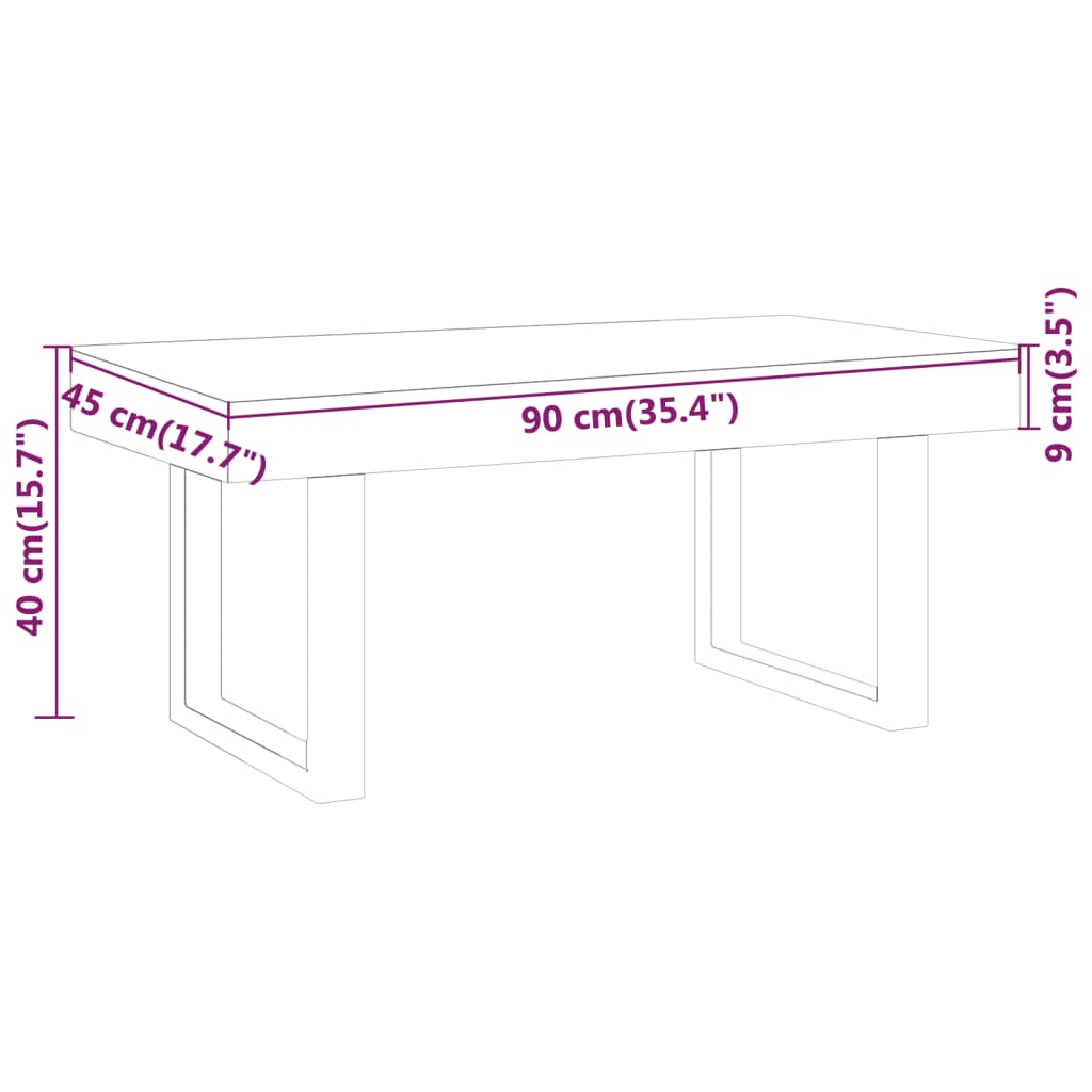 vidaXL Mesa de centro 90x45x40 cm MDF e ferro castanho-claro e preto