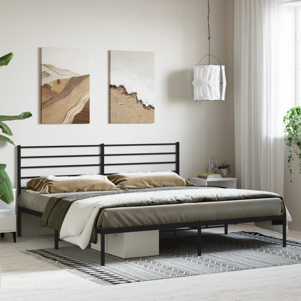 vidaXL Estrutura de cama com cabeceira 200x200 cm metal preto