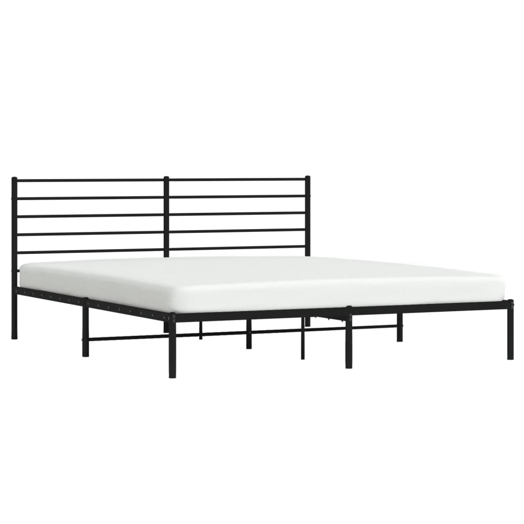 vidaXL Estrutura de cama com cabeceira 200x200 cm metal preto