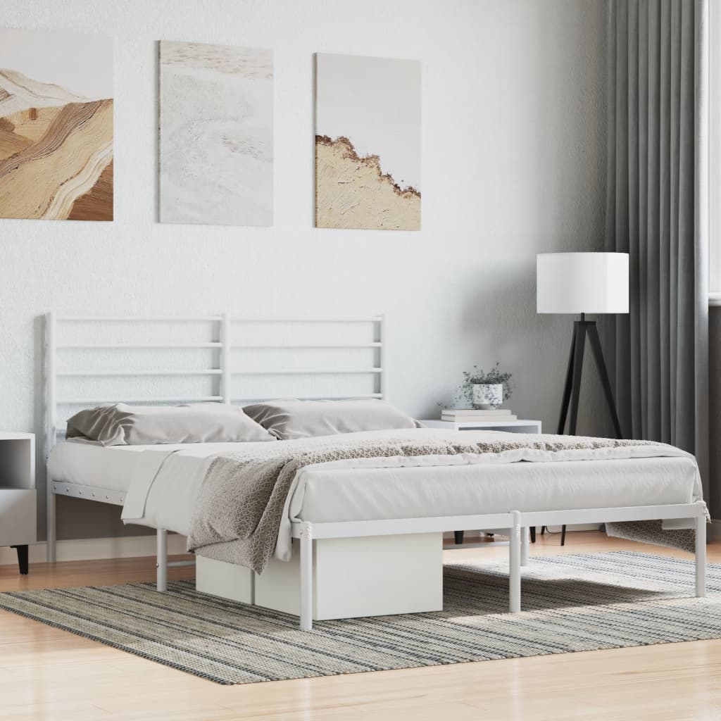 vidaXL Estrutura de cama com cabeceira 150x200 cm metal branco