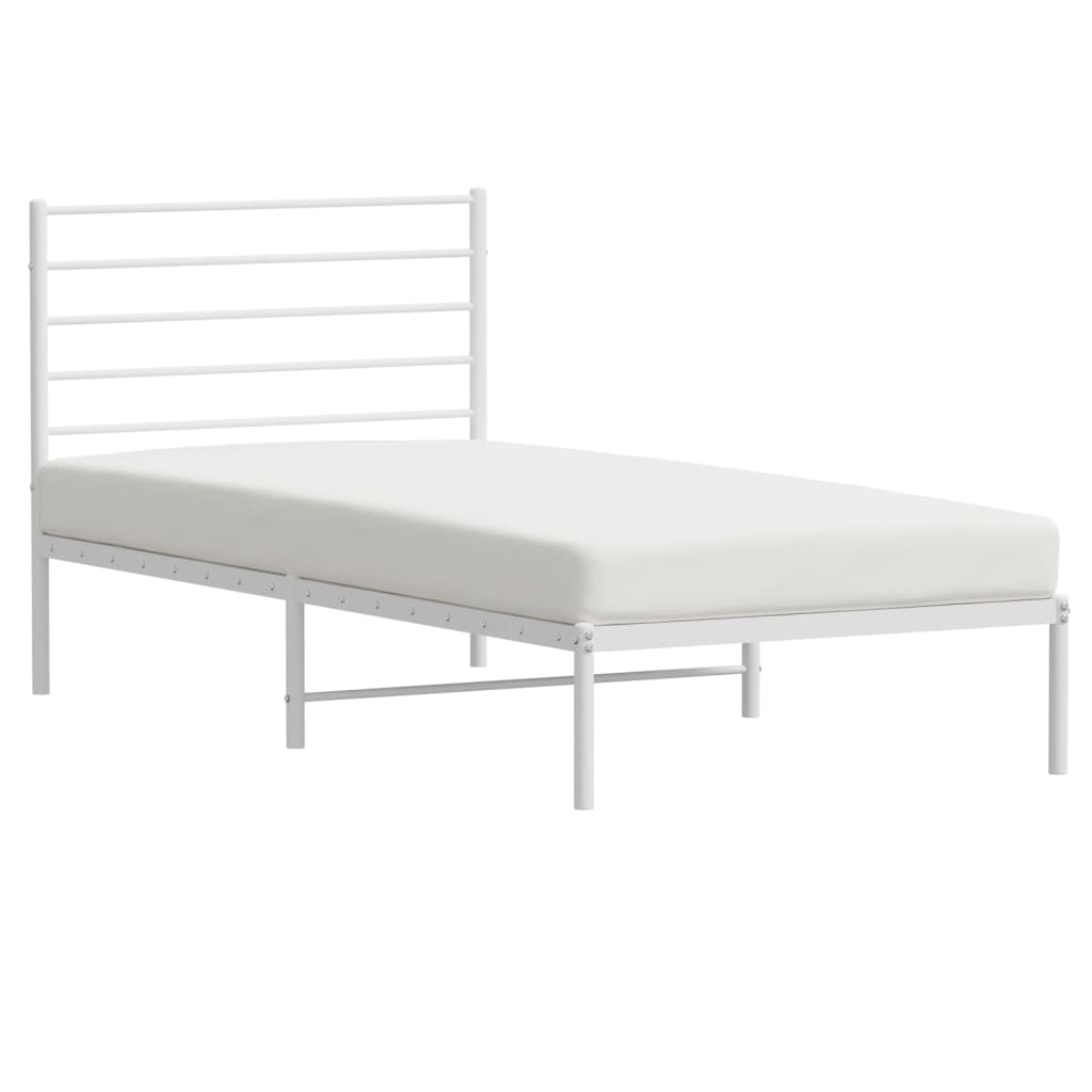 vidaXL Estrutura de cama em metal com cabeceira 107x203 cm branco