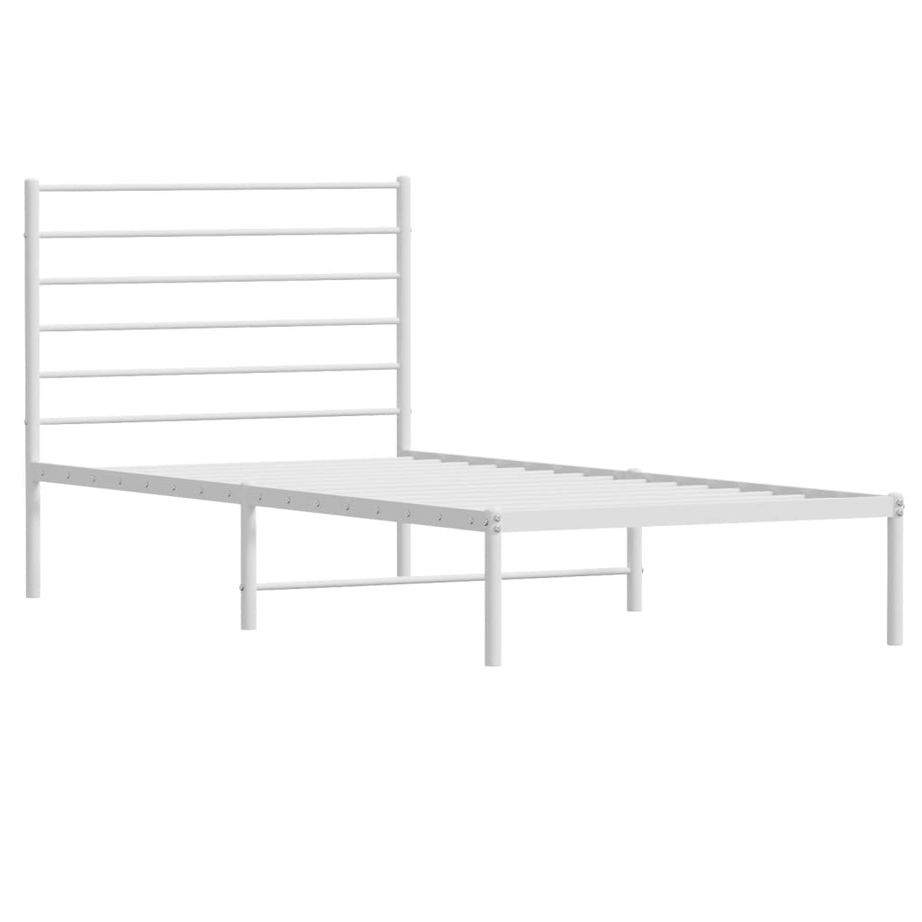 vidaXL Estrutura de cama em metal com cabeceira 107x203 cm branco