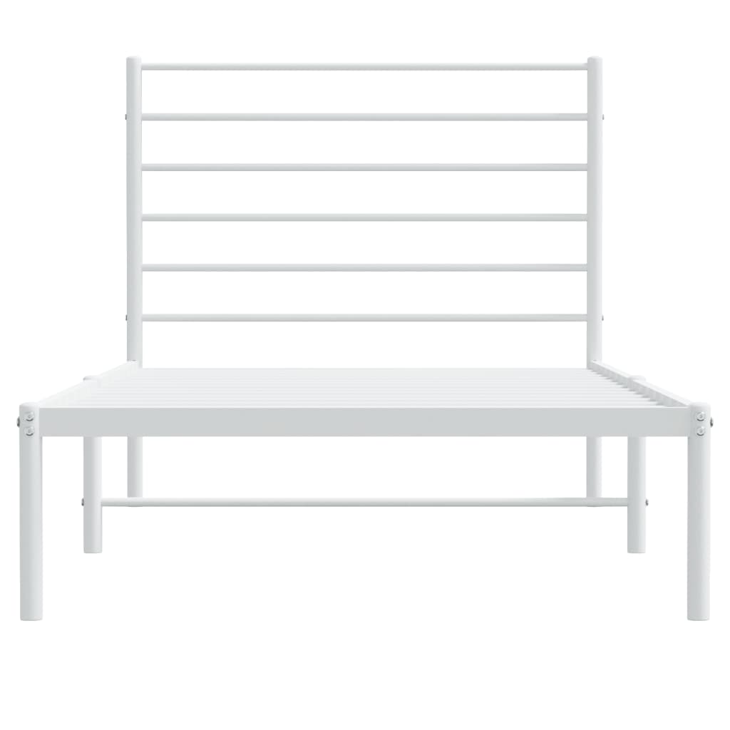 vidaXL Estrutura de cama em metal com cabeceira 107x203 cm branco