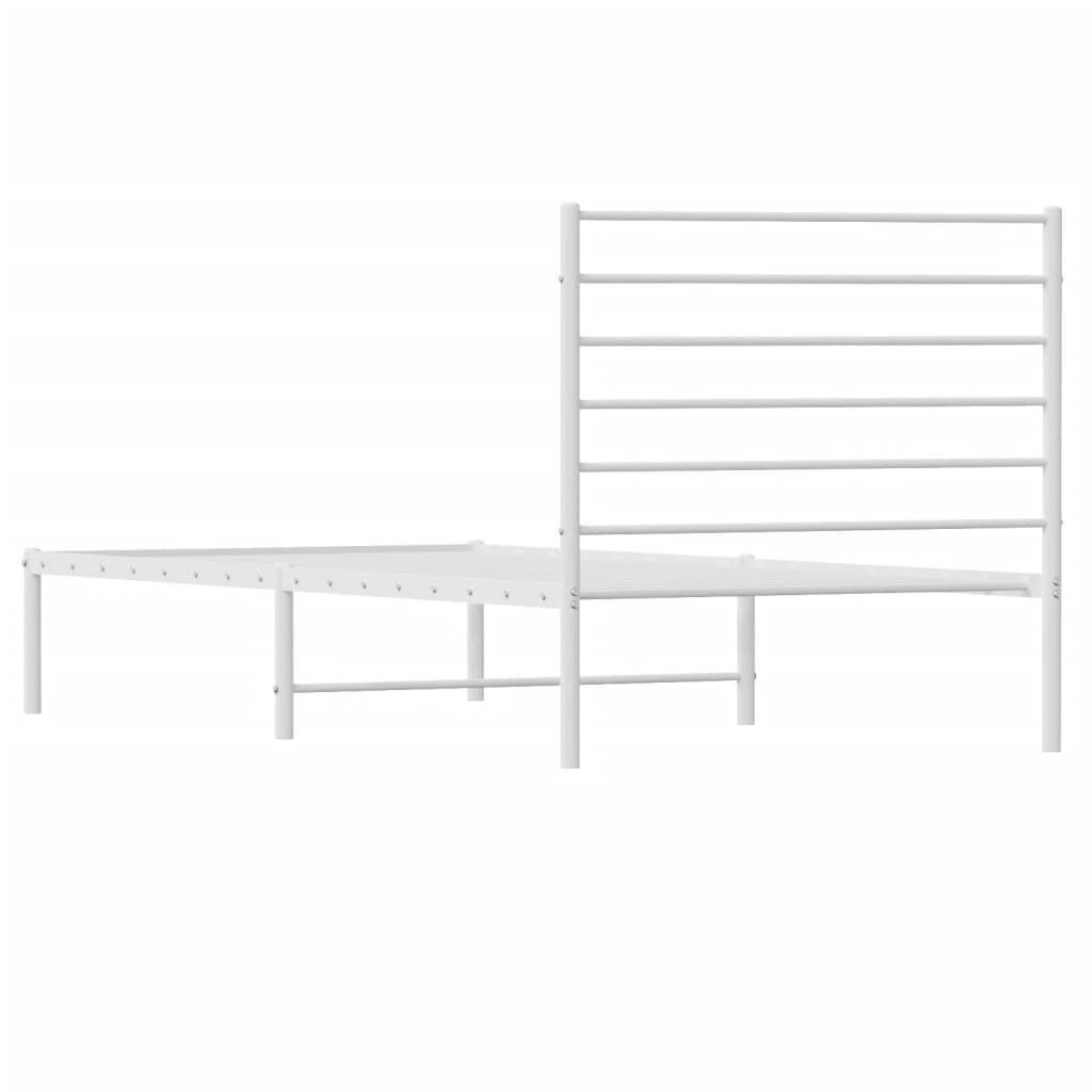 vidaXL Estrutura de cama em metal com cabeceira 107x203 cm branco