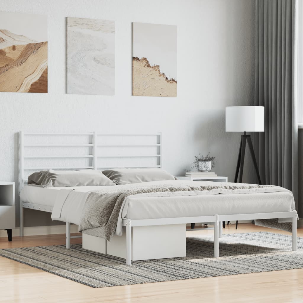 vidaXL Estrutura de cama com cabeceira 120x200 cm metal branco