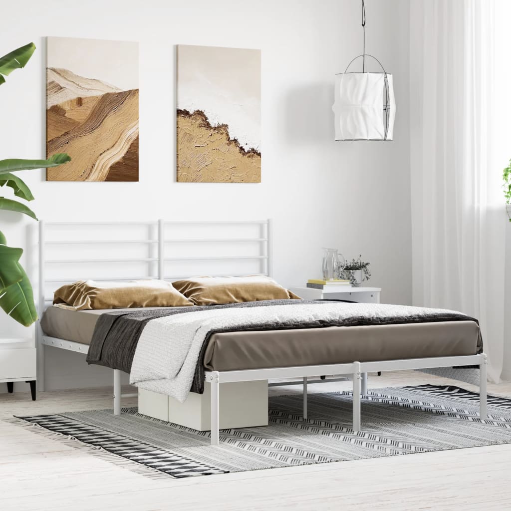 vidaXL Estrutura de cama com cabeceira 120x200 cm metal branco