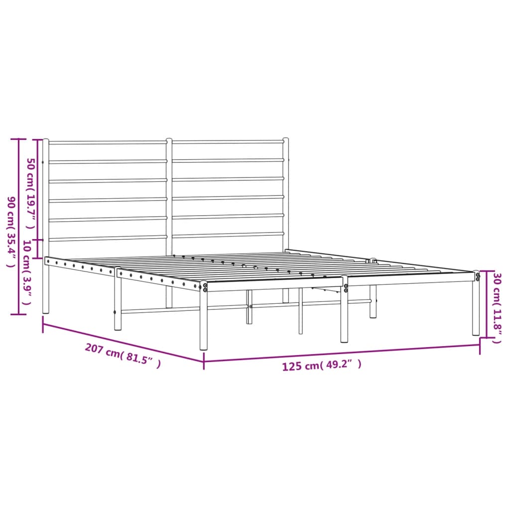 vidaXL Estrutura de cama com cabeceira 120x200 cm metal branco