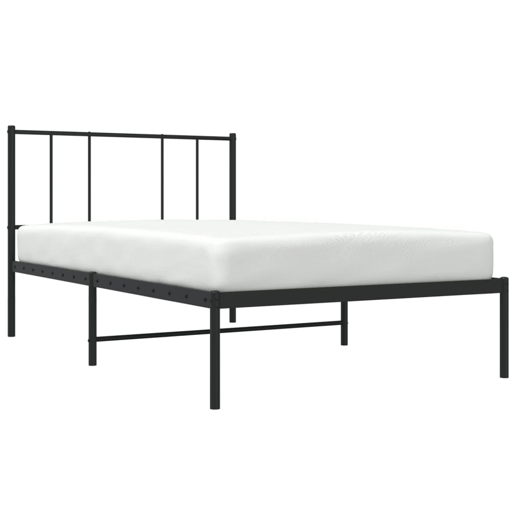 vidaXL Estrutura de cama com cabeceira 107x203 cm metal preto